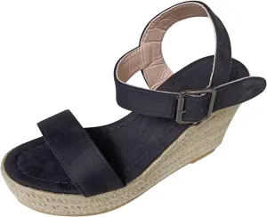 Women Slope Open Toe Large Size Wedge Sandals Buckle Belt Summer Heel Weaving Women's sandals Hiking Women
