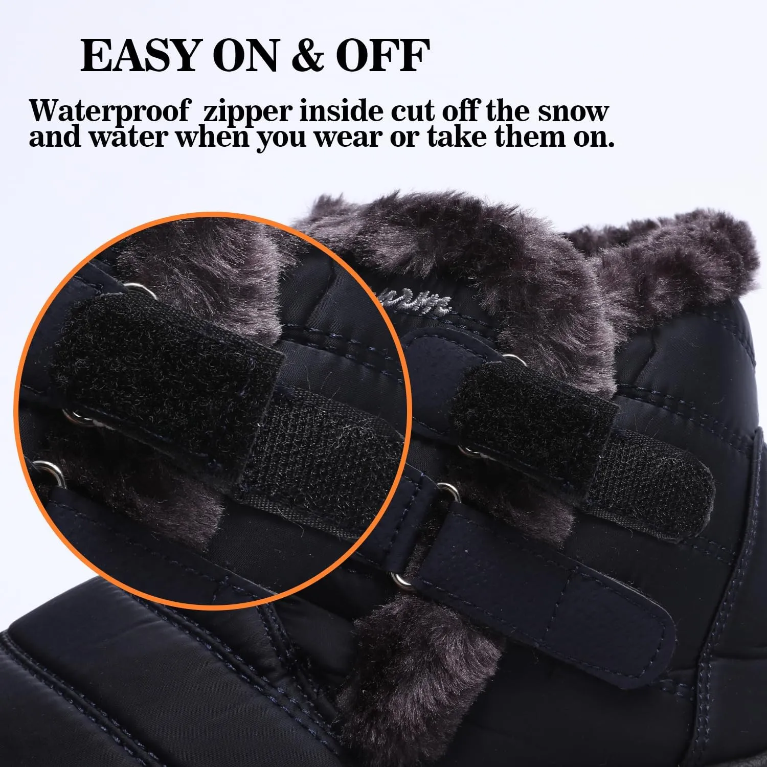 Womens Ankle Boots Warm Fur Lining Waterproof Outdoor Slip-on Winter Snow Booties