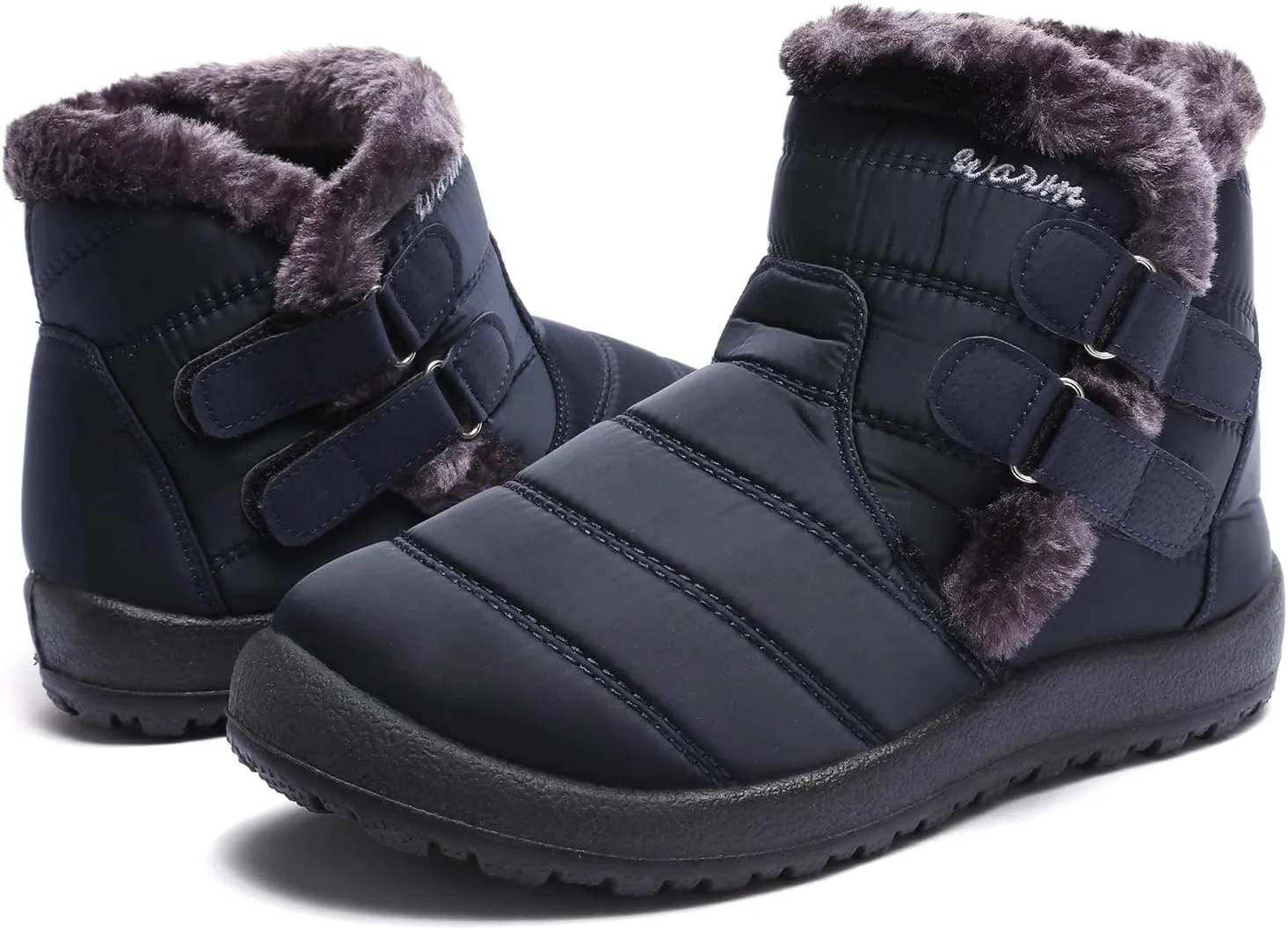 Womens Ankle Boots Warm Fur Lining Waterproof Outdoor Slip-on Winter Snow Booties