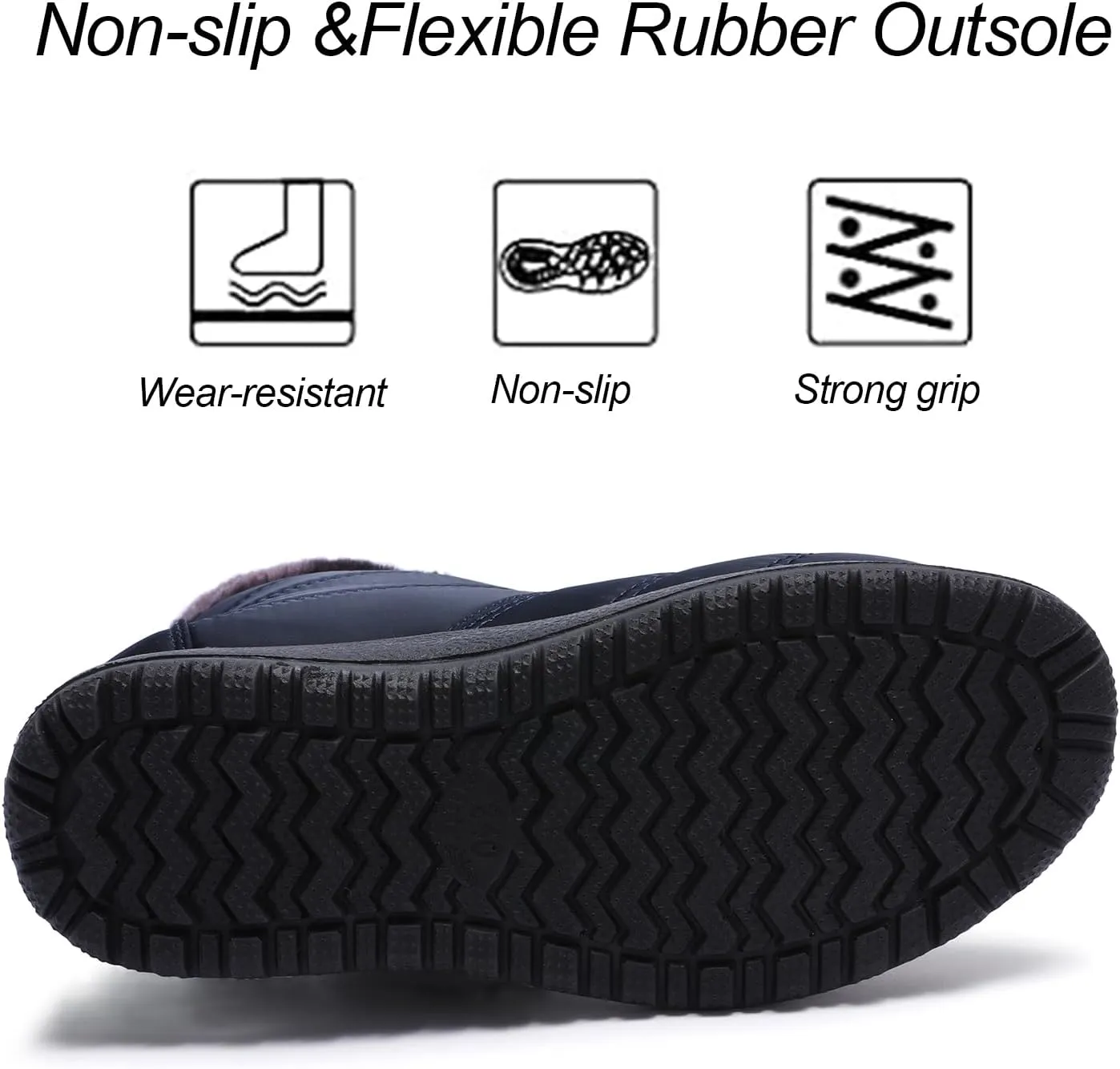 Womens Ankle Boots Warm Fur Lining Waterproof Outdoor Slip-on Winter Snow Booties