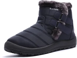 Womens Ankle Boots Warm Fur Lining Waterproof Outdoor Slip-on Winter Snow Booties