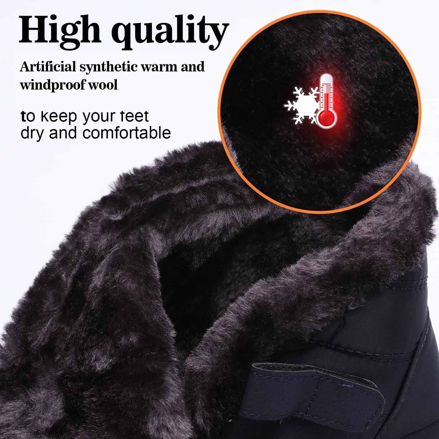 Womens Ankle Boots Warm Fur Lining Waterproof Outdoor Slip-on Winter Snow Booties