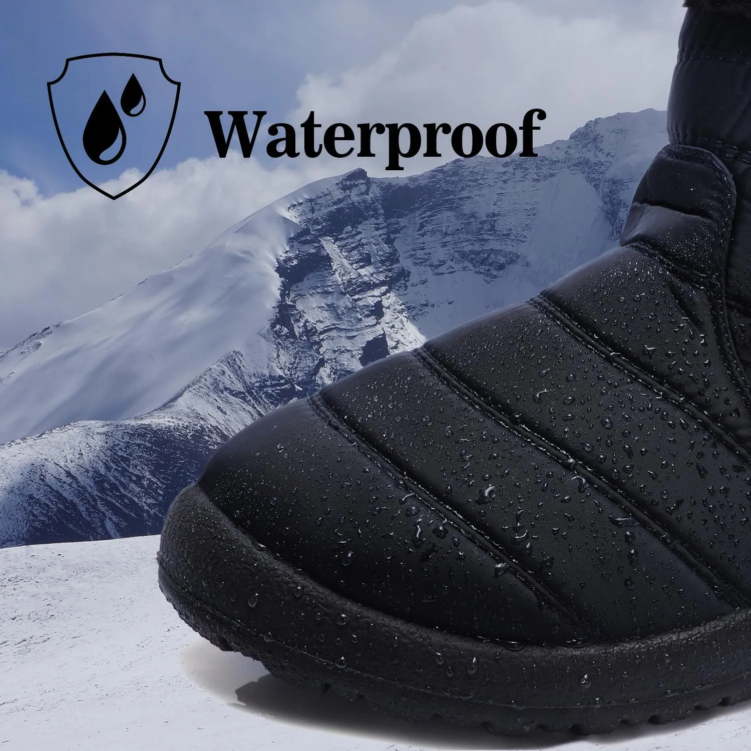Womens Ankle Boots Warm Fur Lining Waterproof Outdoor Slip-on Winter Snow Booties