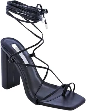Women's Chunky Open Toe Lace Up High Heel Fashion Sandals