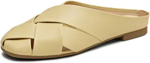 Women's Comfy Closed Round Toe Braided Flats Mules Slip On Cross Straps Slide Sandals Walking Casual Dress Shoes Size 4-16 US