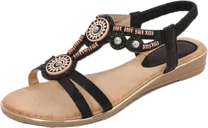 Women's Open Toe Flat Beach Sandals Vintage Casual Gladiator Sandals