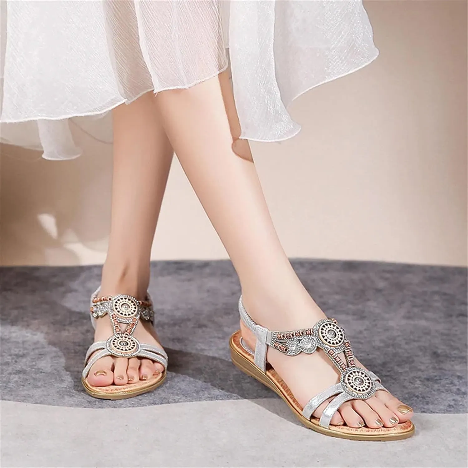 Women's Open Toe Flat Beach Sandals Vintage Casual Gladiator Sandals