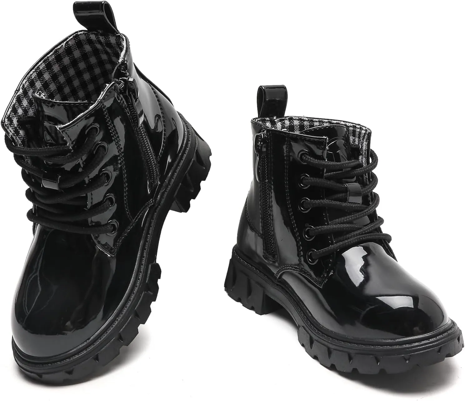WUIWUIYU Boys Girls Combat Boots Waterproof Zip-up Hiking Ankle Boots Short Booties Desert Motorcyle Boots