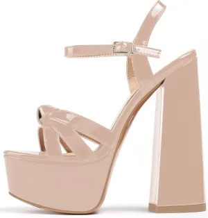 YODEKS Womens Platform Block Chunk Heel Sandals Open Toe Bow Tie Platform Wedges Sandals Ankle Strap Dress Shoes