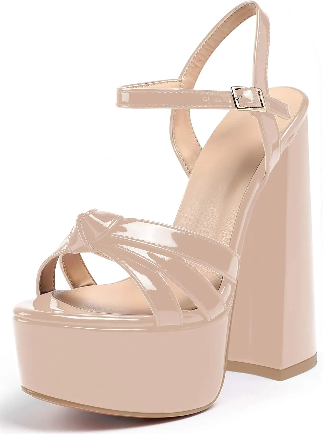 YODEKS Womens Platform Block Chunk Heel Sandals Open Toe Bow Tie Platform Wedges Sandals Ankle Strap Dress Shoes